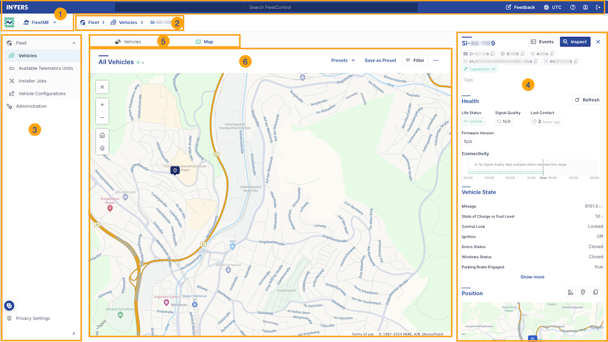 FleetControl Navigation Elements