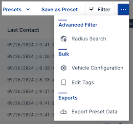 Functions of Vehicles Table in FleetControl