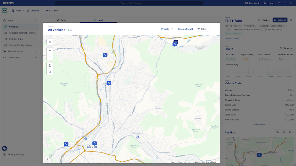 Vehicle Map in FleetControl