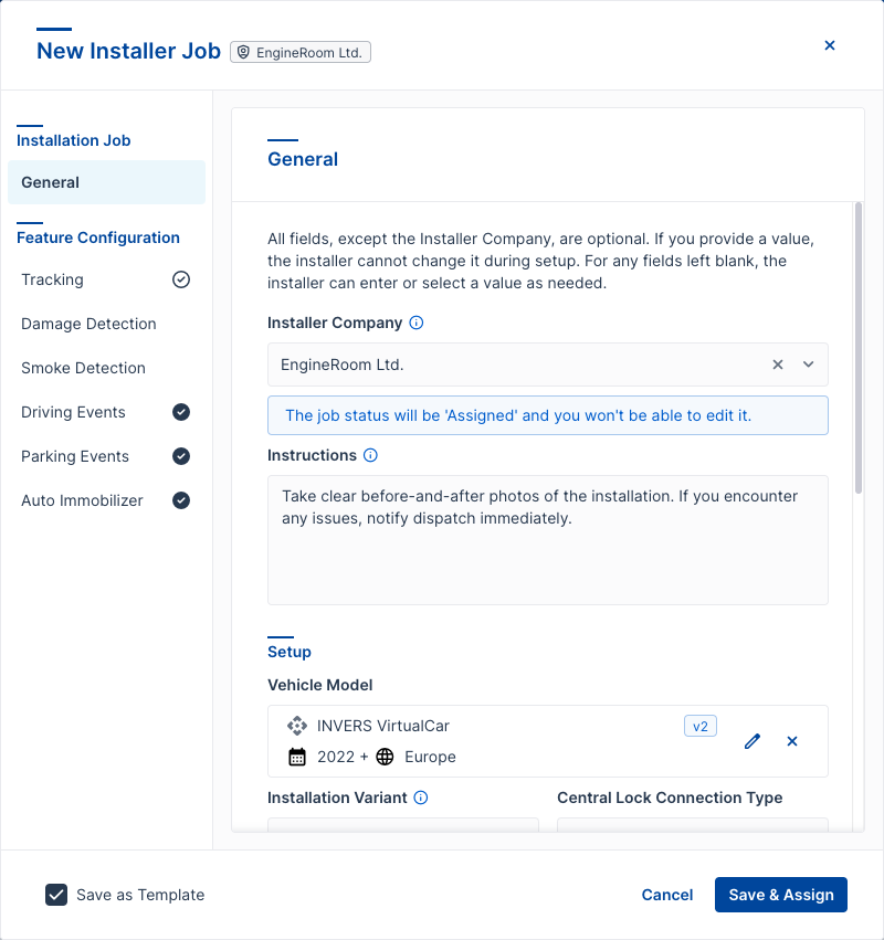 Generate a New Installation Job in FleetControl