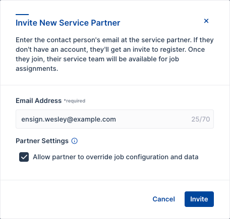 Invite Service Partner Company in FleetControl