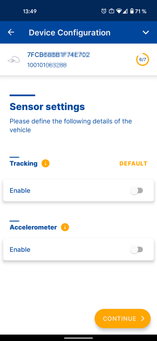 Sensor settings