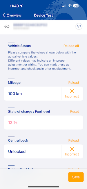 Vehicle state state of charge test